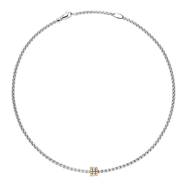 Collier Eka multi-rondelles en or blanc, tr&egrave;s petit mod&egrave;le